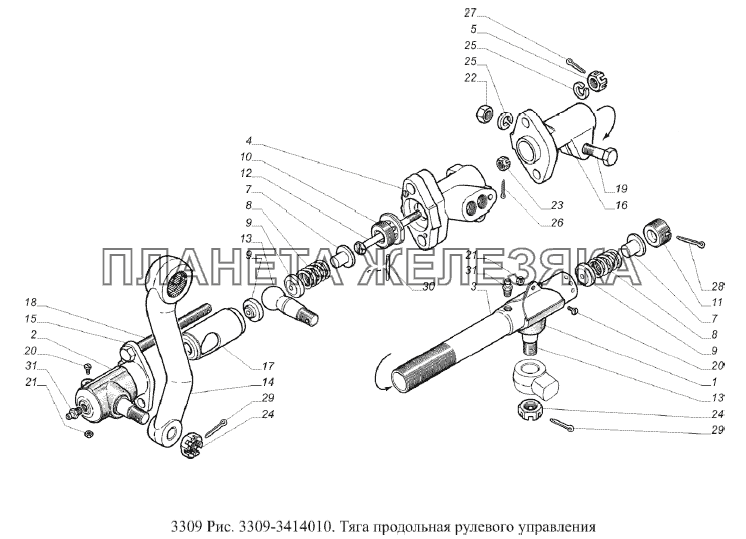 Схема рулевого механизма газ 3309